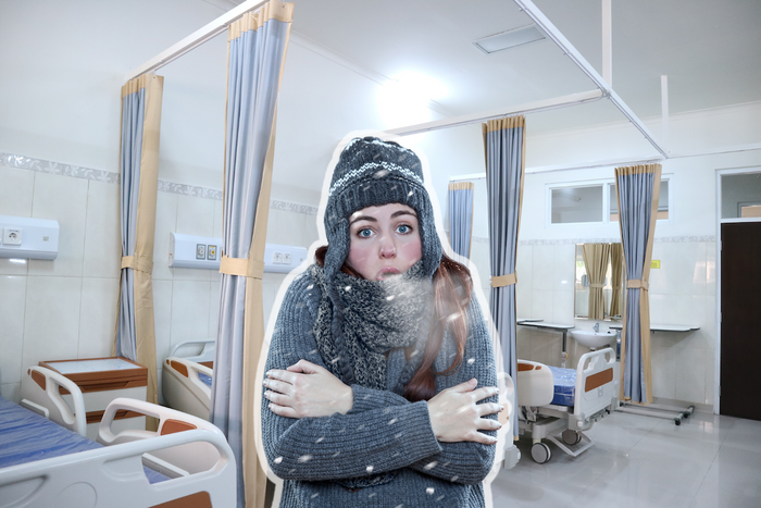 Woman in hospital ER is shivering and freezing cold 