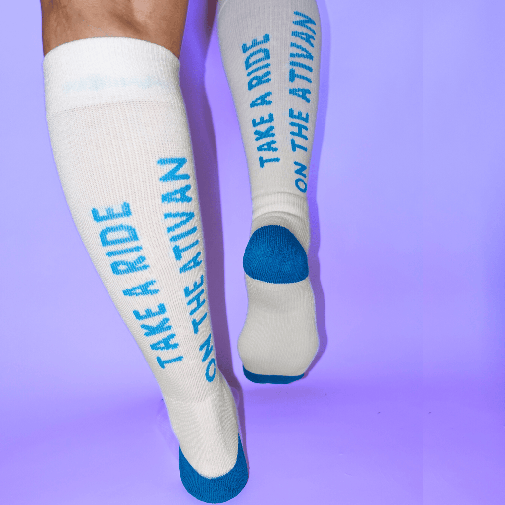 soft bamboo compression socks for nurses take a ride on the ativan white and blue