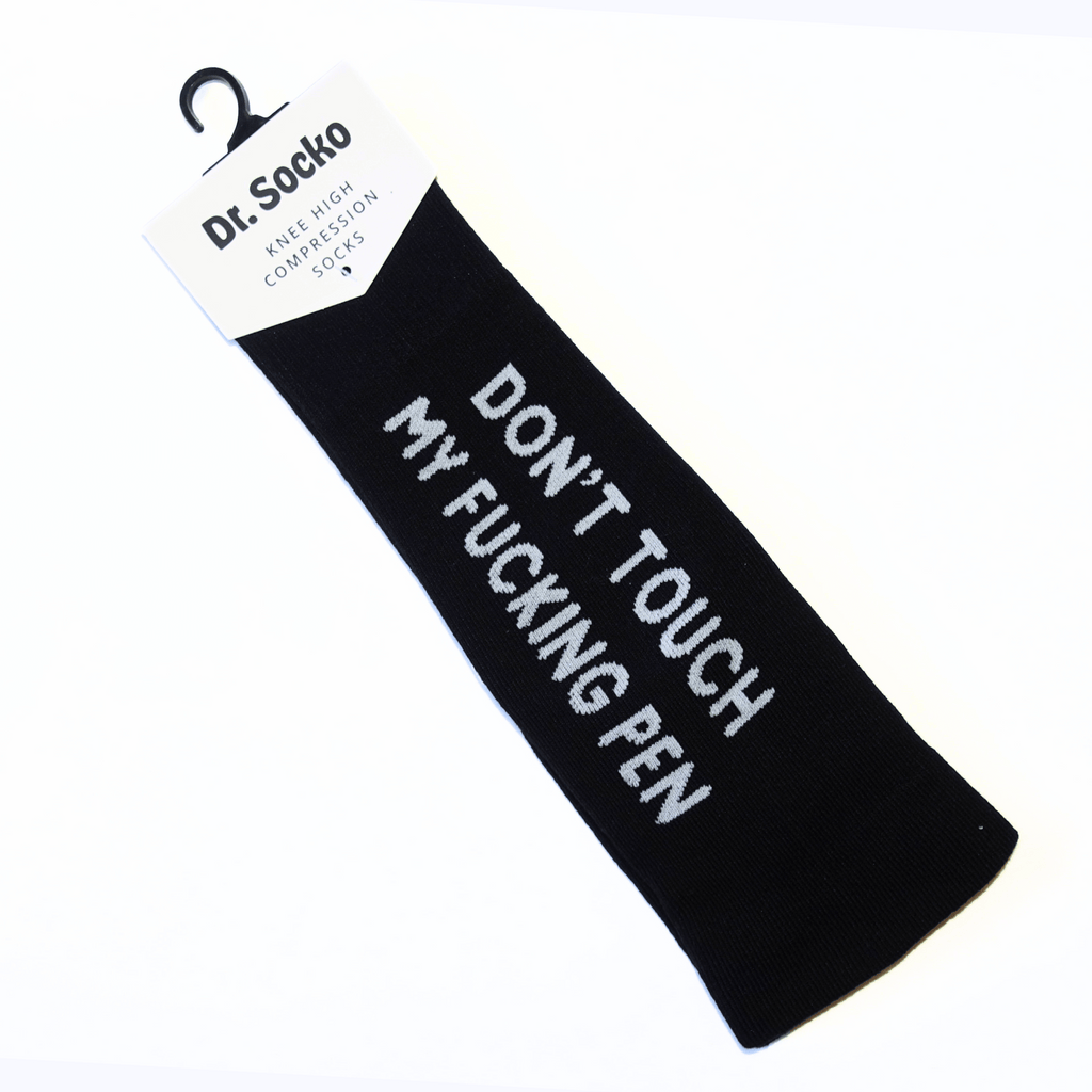 Don't Touch My Pen Funny Compression Socks for Nurses