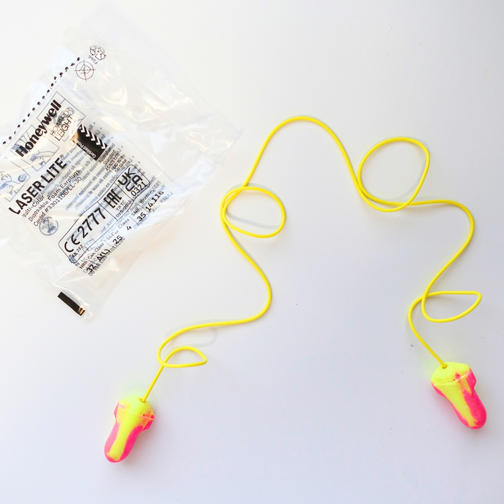 Pair of ear plugs designed to block out hospital noises, ensuring a peaceful rest for patients